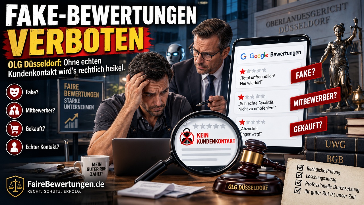 Fake-Bewertungen 2026: OLG Düsseldorf, Google-Richtlinien und der Kampf gegen erfundene Rezensionen