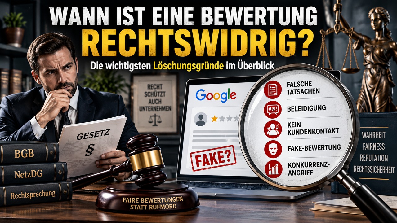 Jurist prüft Google-Bewertung auf falsche Tatsachen, Beleidigung und fehlenden Kundenkontakt
