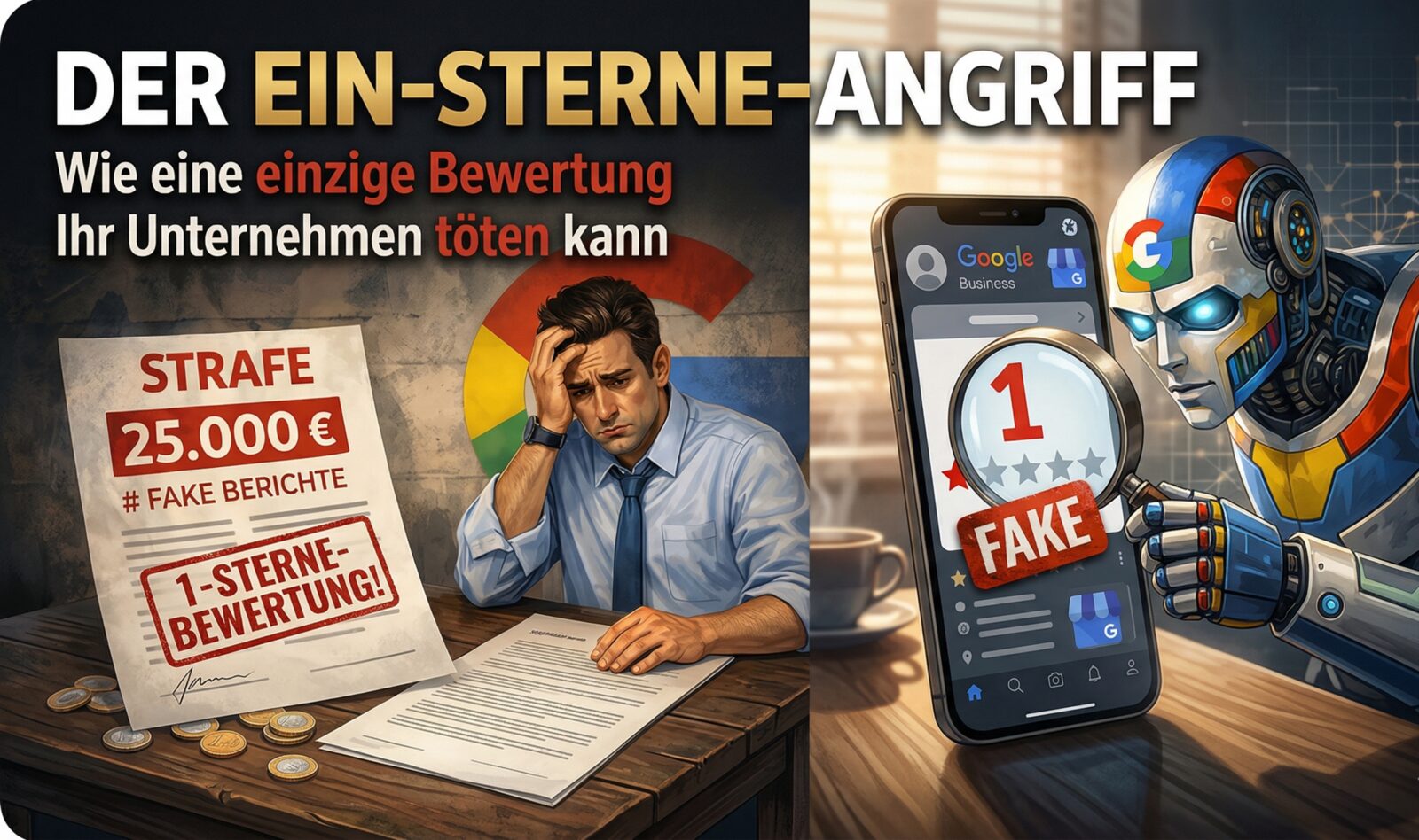 Der Ein-Sterne-Angriff - Fake Bewertung Google löschen lassen